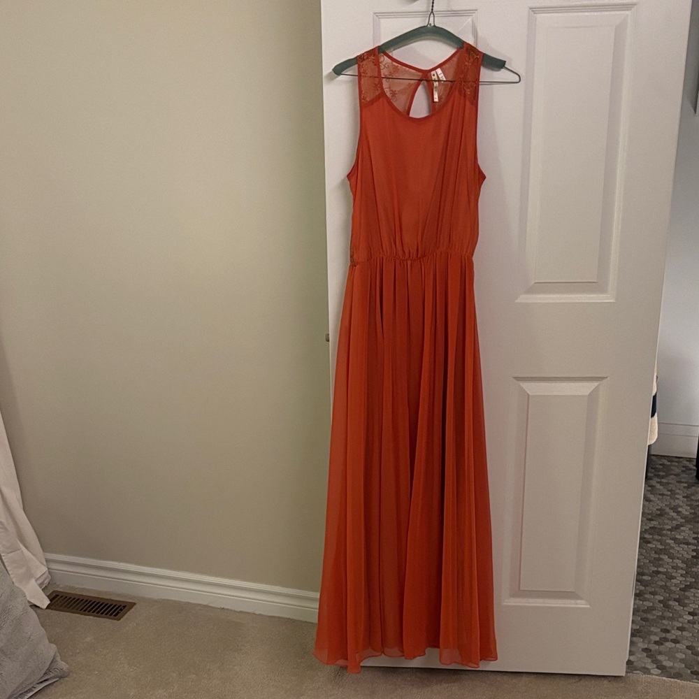 Chic Sleeveless Orange Maxi Dress